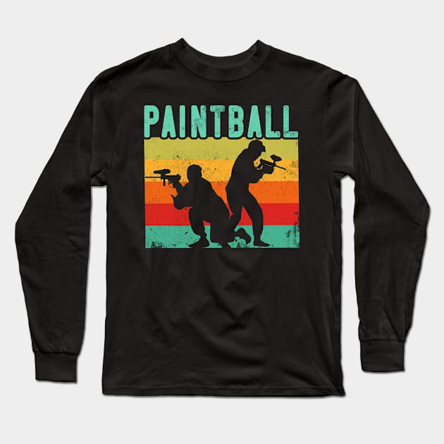 Paintball Player Retro Style Long Sleeve T-Shirt by Foxxy Merch